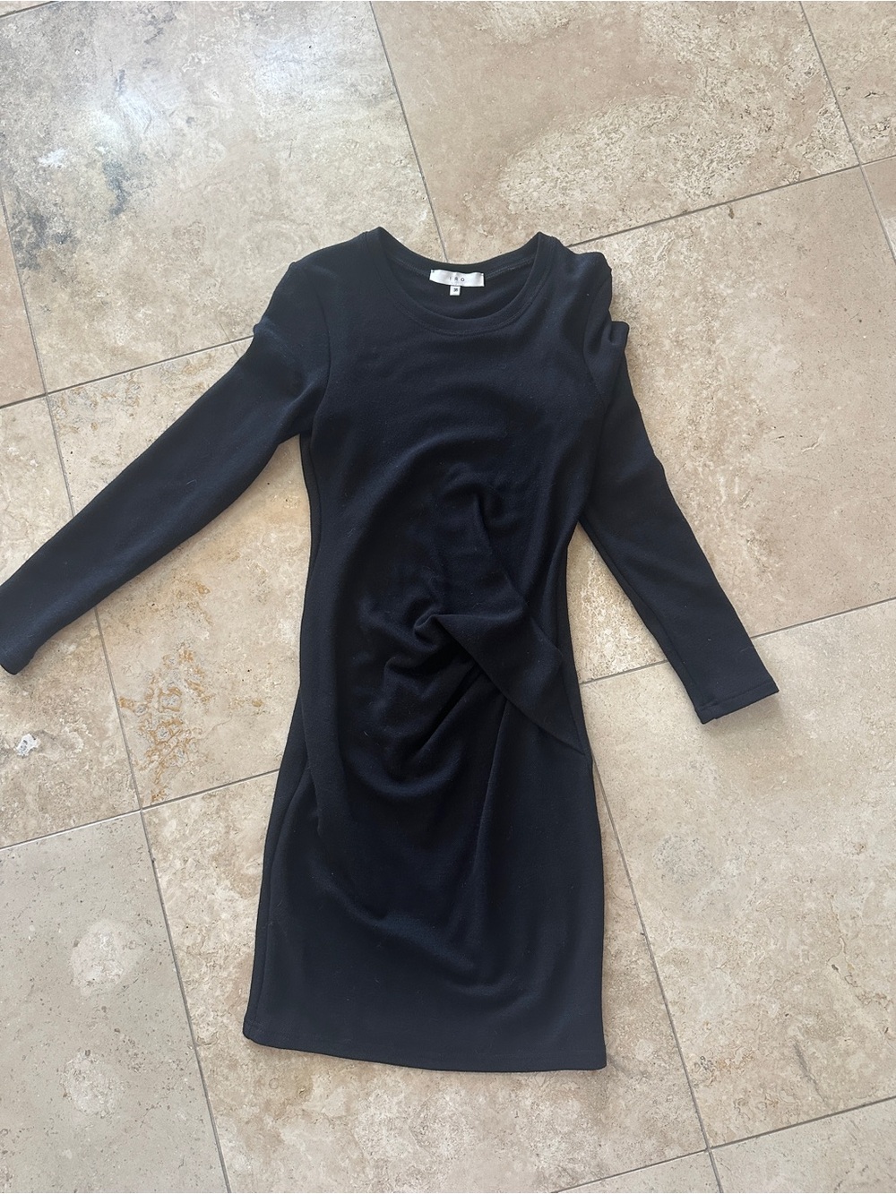 IRO Classic Black Long-Sleeve Ruched Dress
